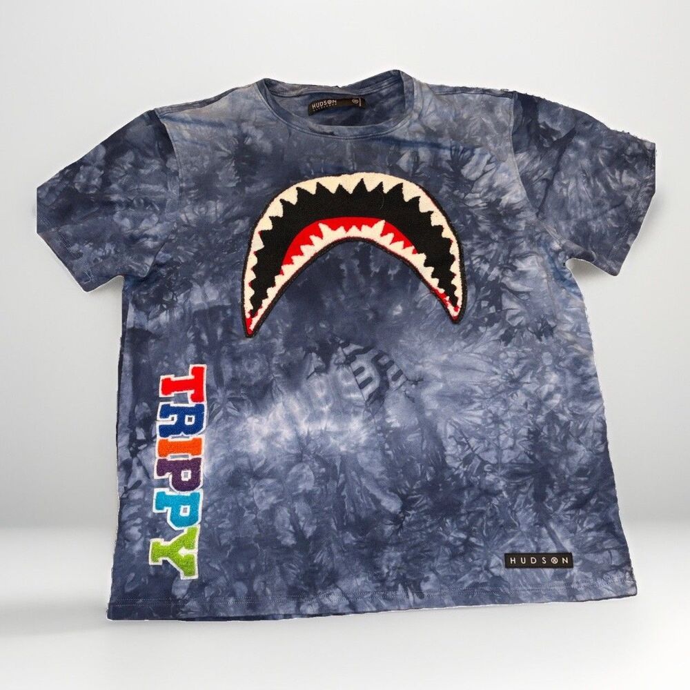 MENS 2XL HUDSON OUTERWEAR SHARK MOUTH TRIPPY PATCHES Tie dye